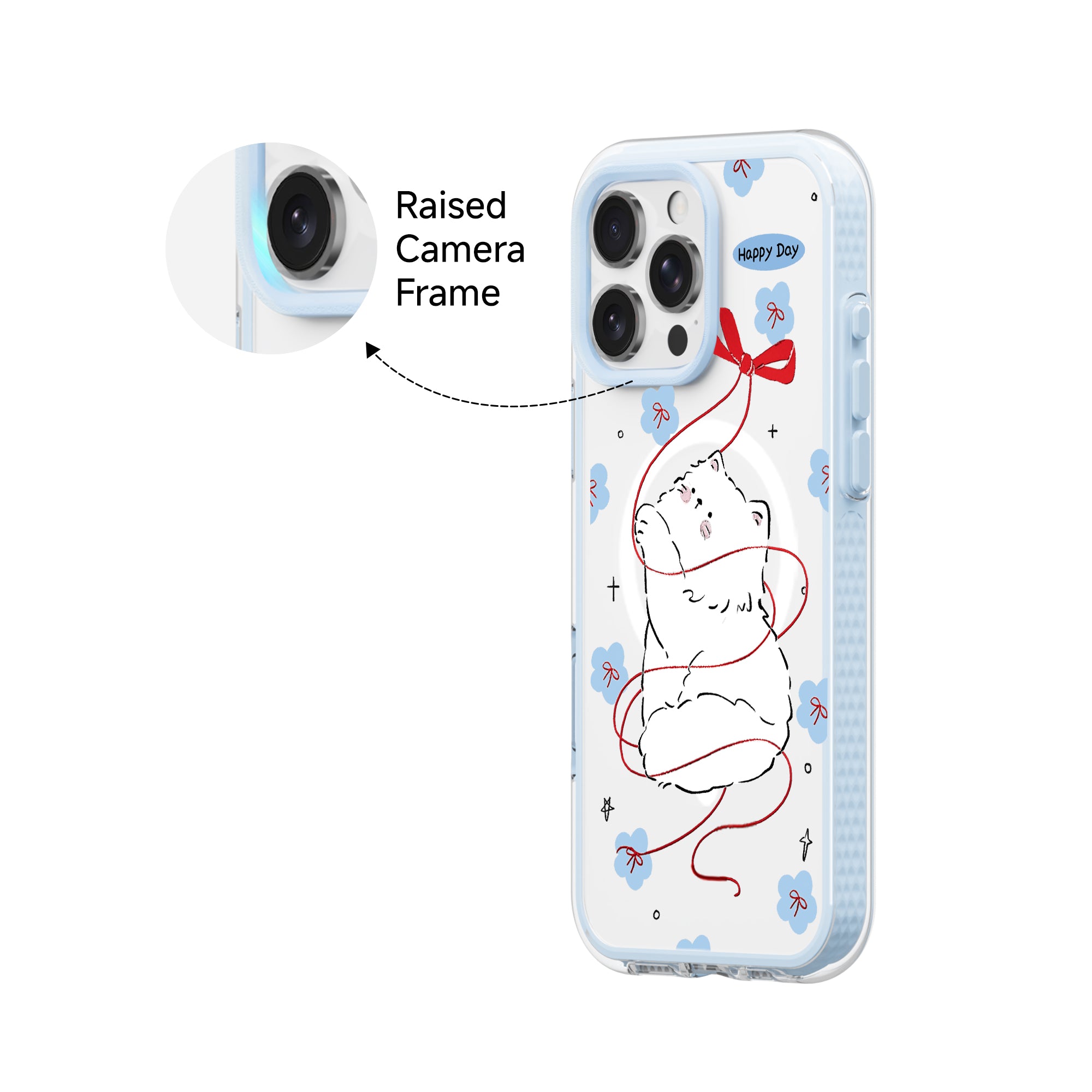 Fluffy Kitty - iPhone 15 Pro - Water Drop Texture Air Cushion Case