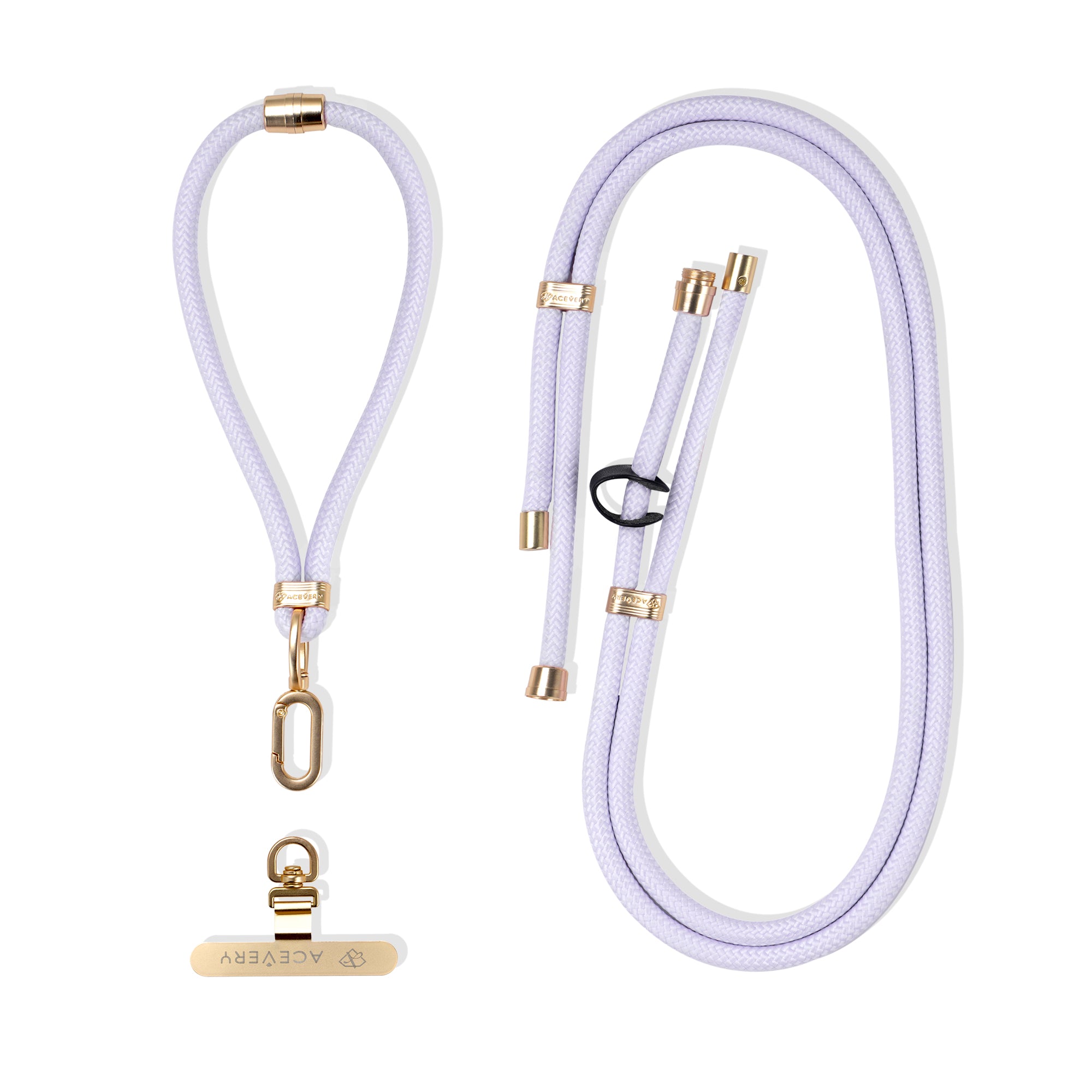 Multi-Function Adjustable Grossbody Lanyard - Pure Purple (Rose Gold)