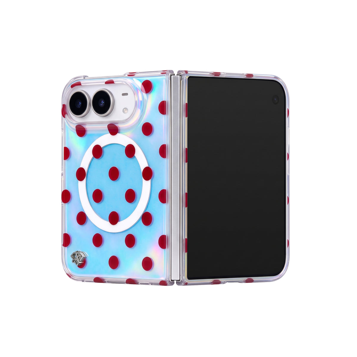 iPhone Duo Holographic Red Polka Dot Case