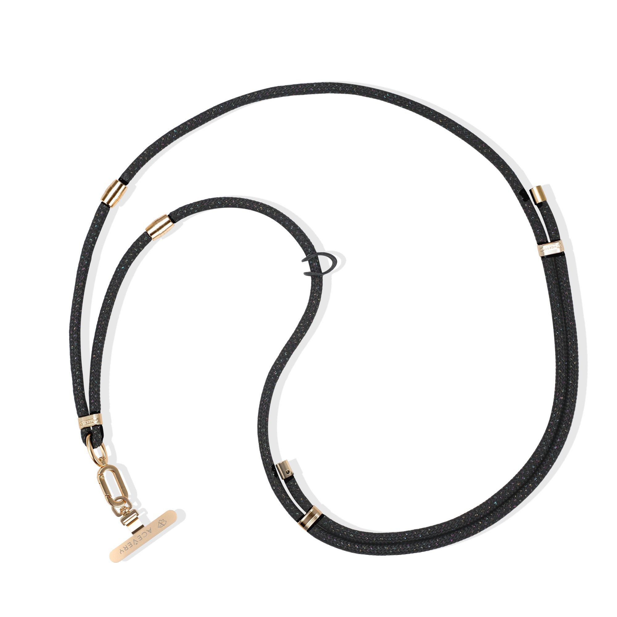 Multi-Function Adjustable Grossbody Lanyard - Black/Gold (Rose Gold)