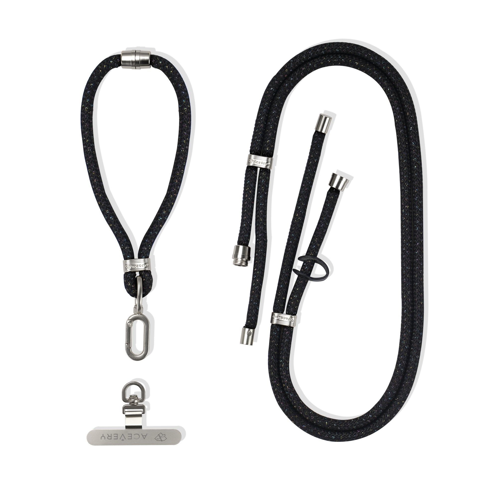 Multi-Function Adjustable Grossbody Lanyard - Black/Gold (Silver)