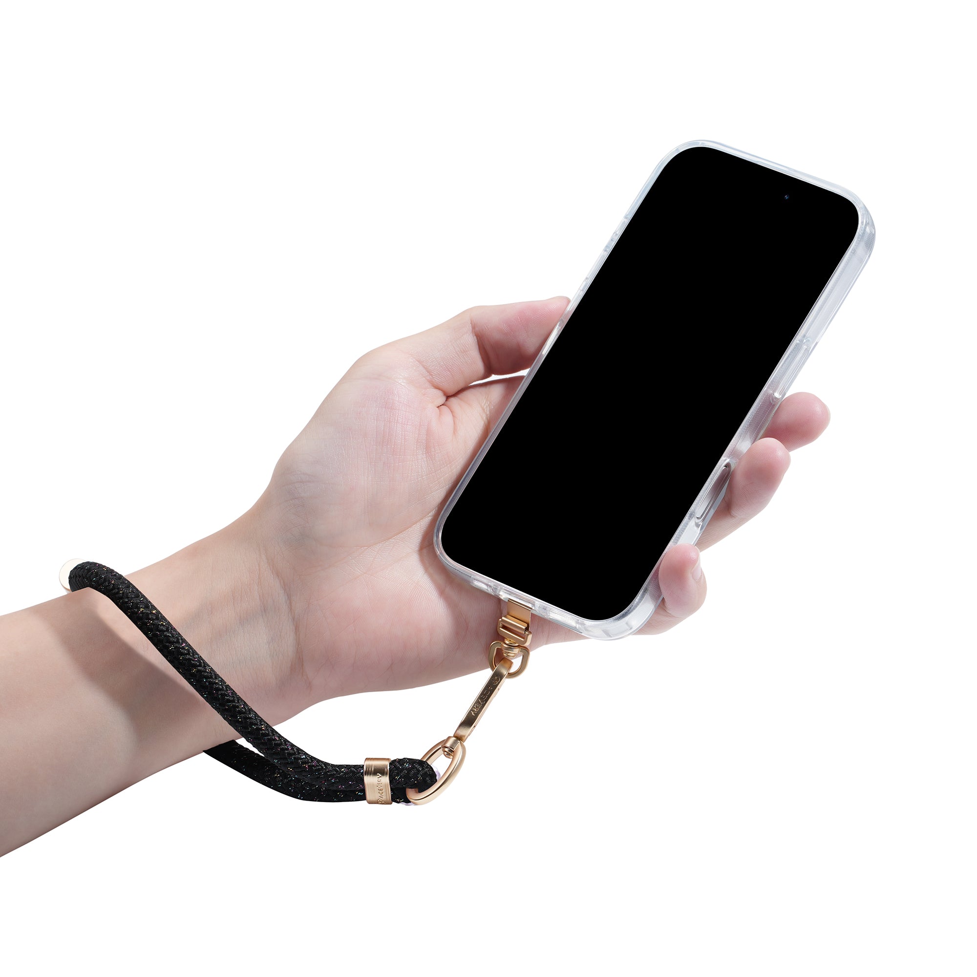 Wrist Lanyard - Black/Glod (Rose Gold)