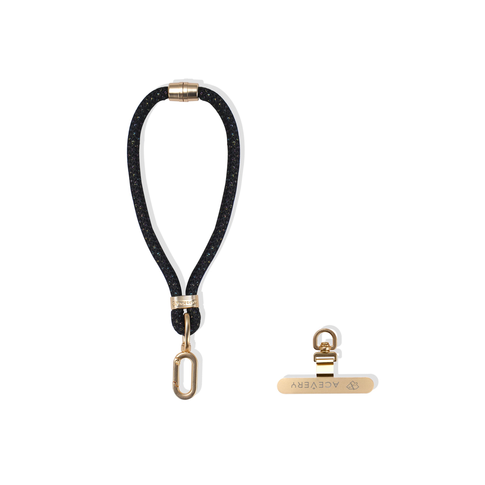 Wrist Lanyard - Black/Glod (Rose Gold)