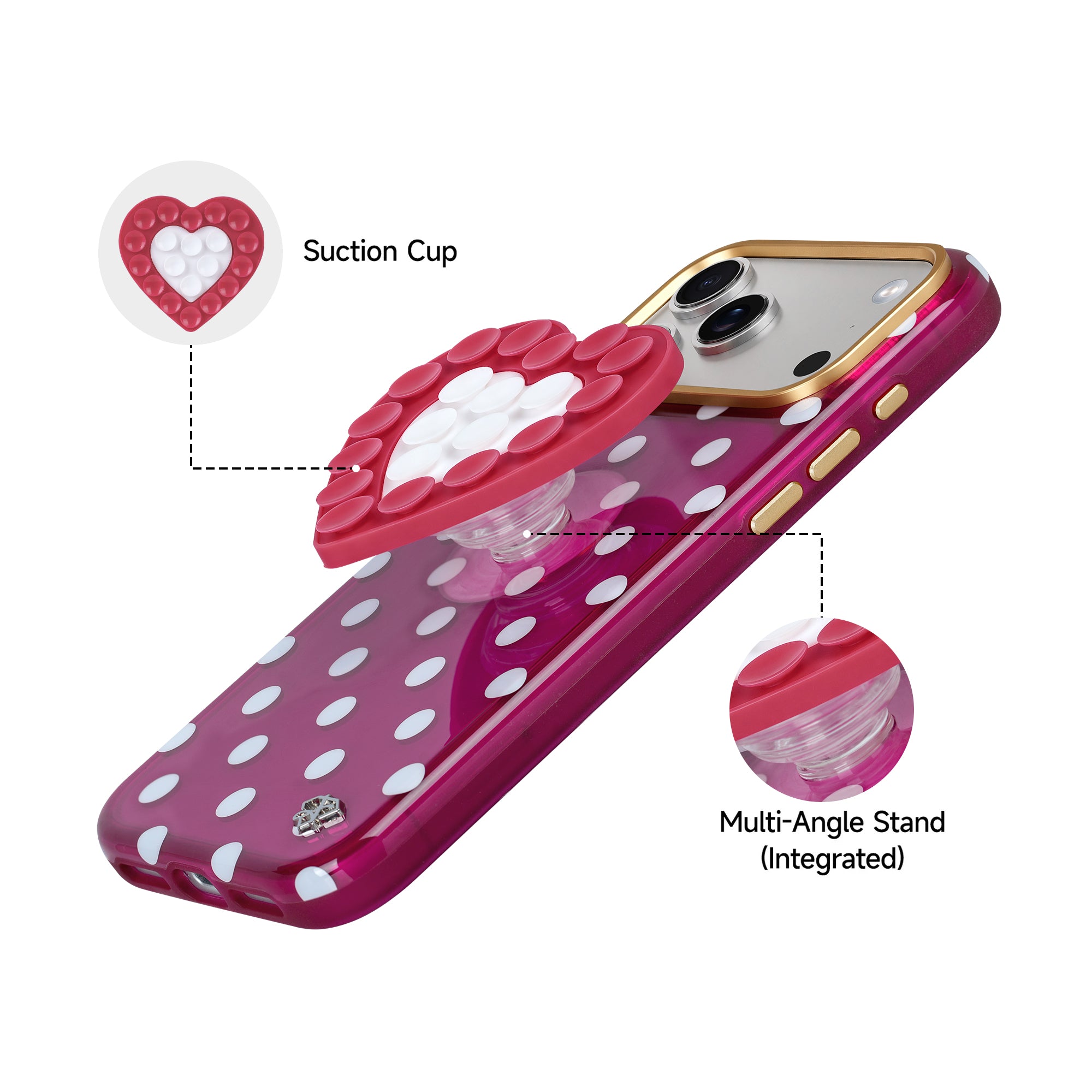 Burgundy Polka Dot - DuoHeart Snap Case
