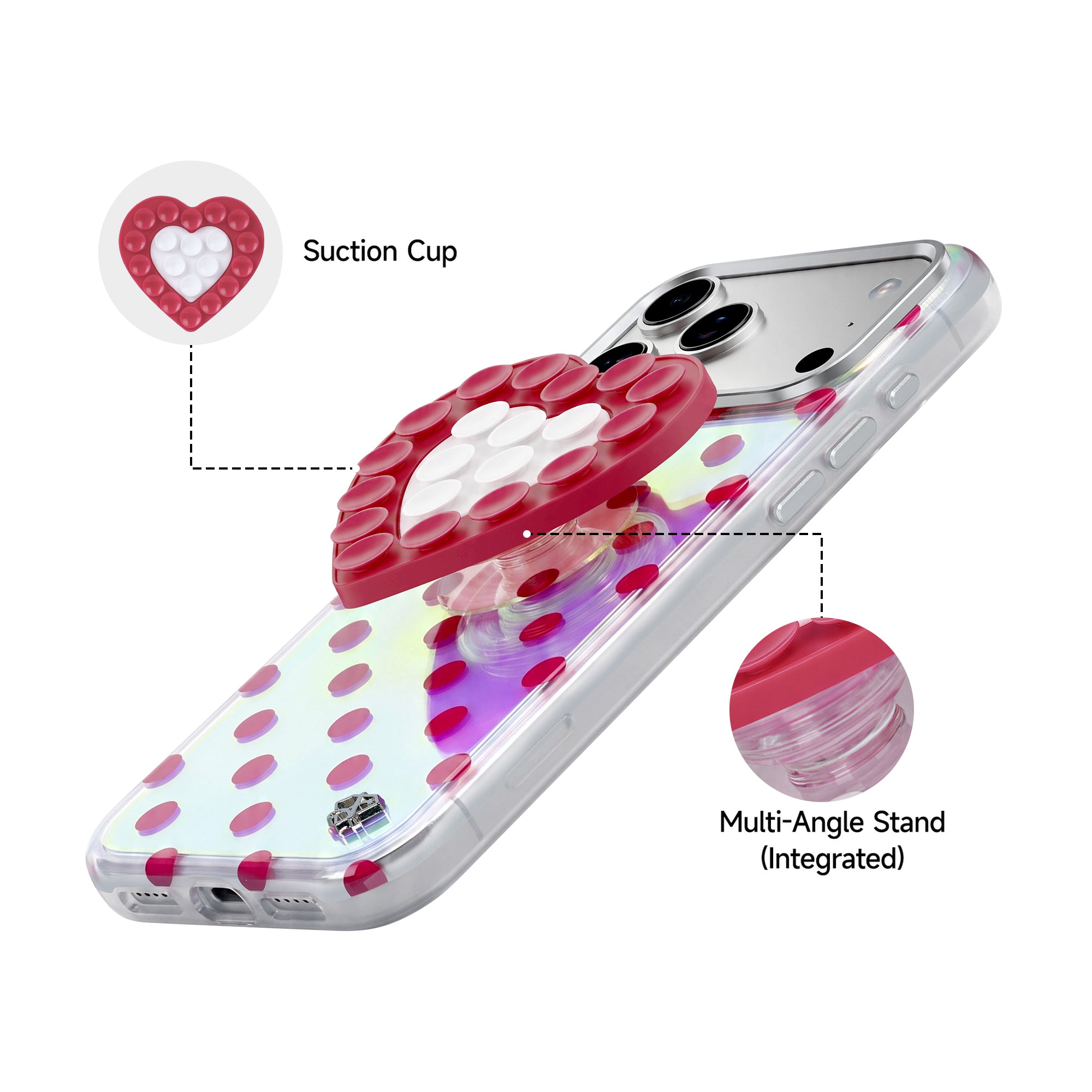 Holographic Red Polka Dot - DuoHeart Snap Case