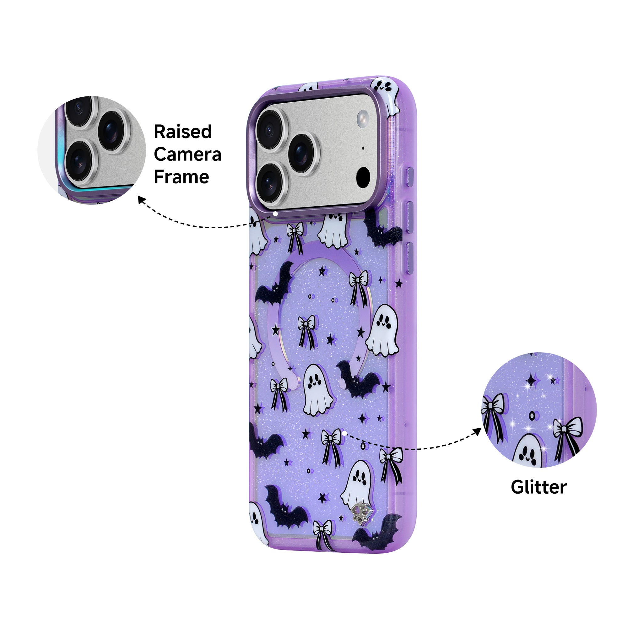 Lavender Boo Bows Glitter Magsafe Case