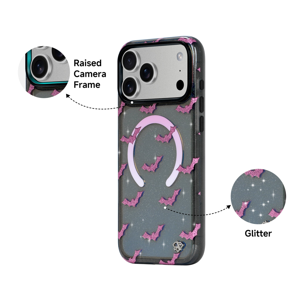 Midnight Bat Glitter Magsafe Case