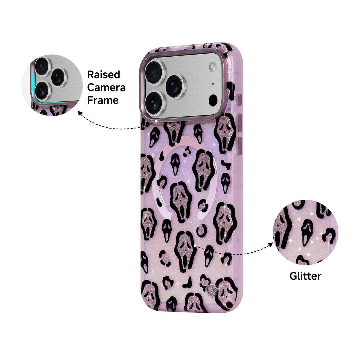 Pink Spooky Leopard Glitter Magsafe Case