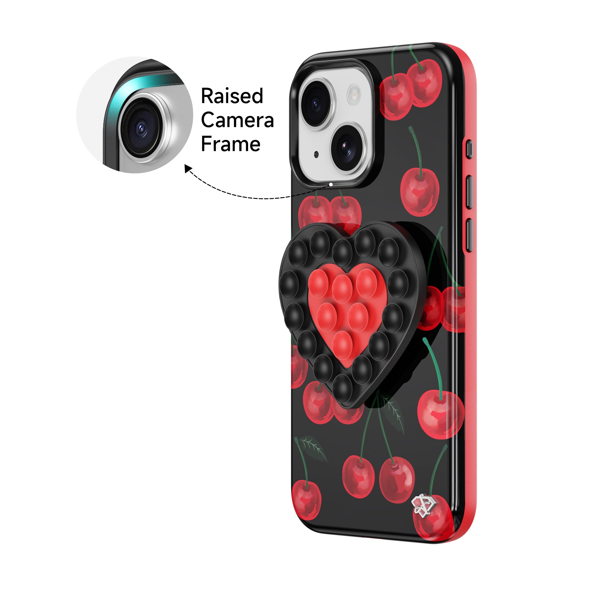 iPhone 15 Midnight - 3-in-1 Suction Stand Case- Glossy