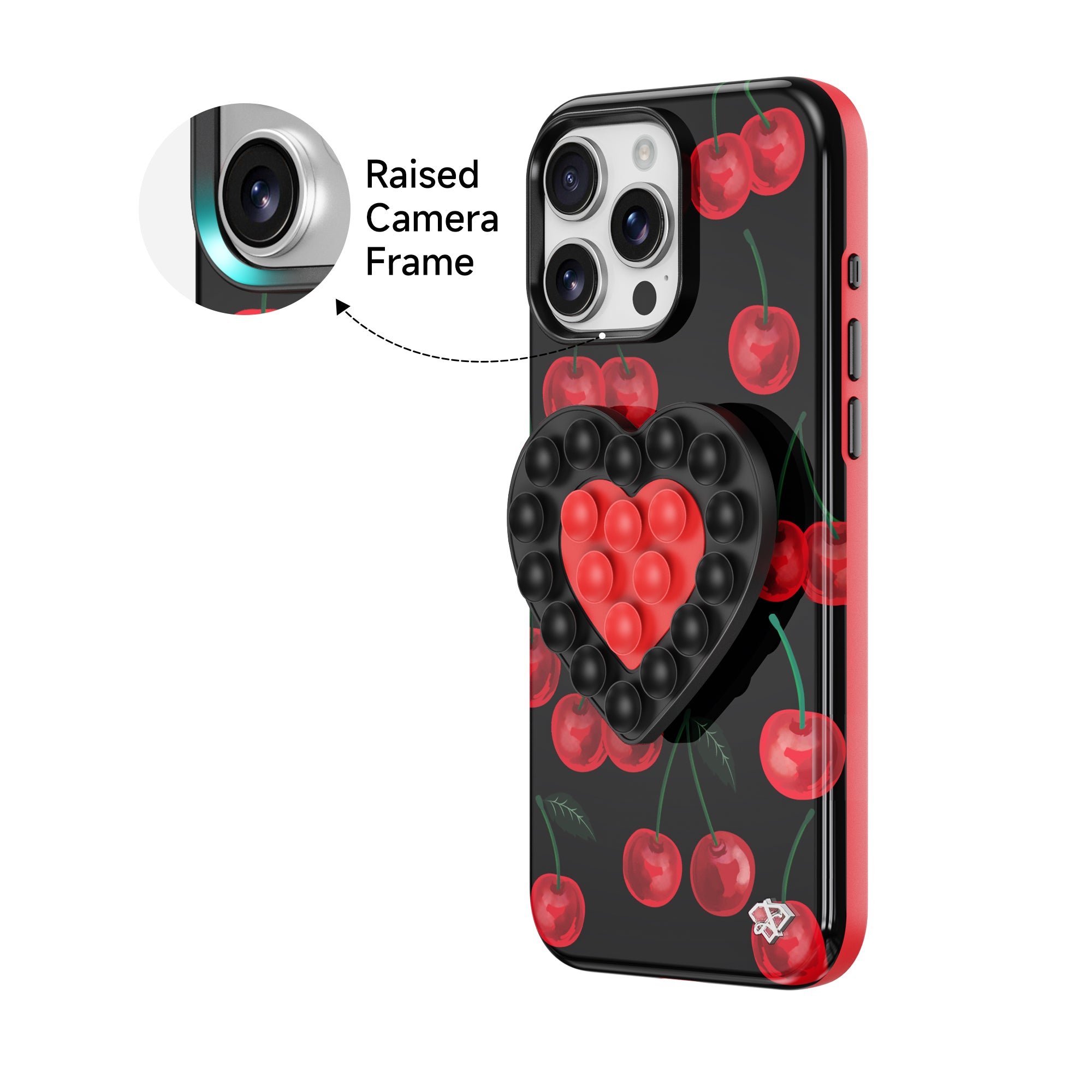 iPhone 15 Pro Midnight - 3-in-1 Suction Stand Case- Glossy