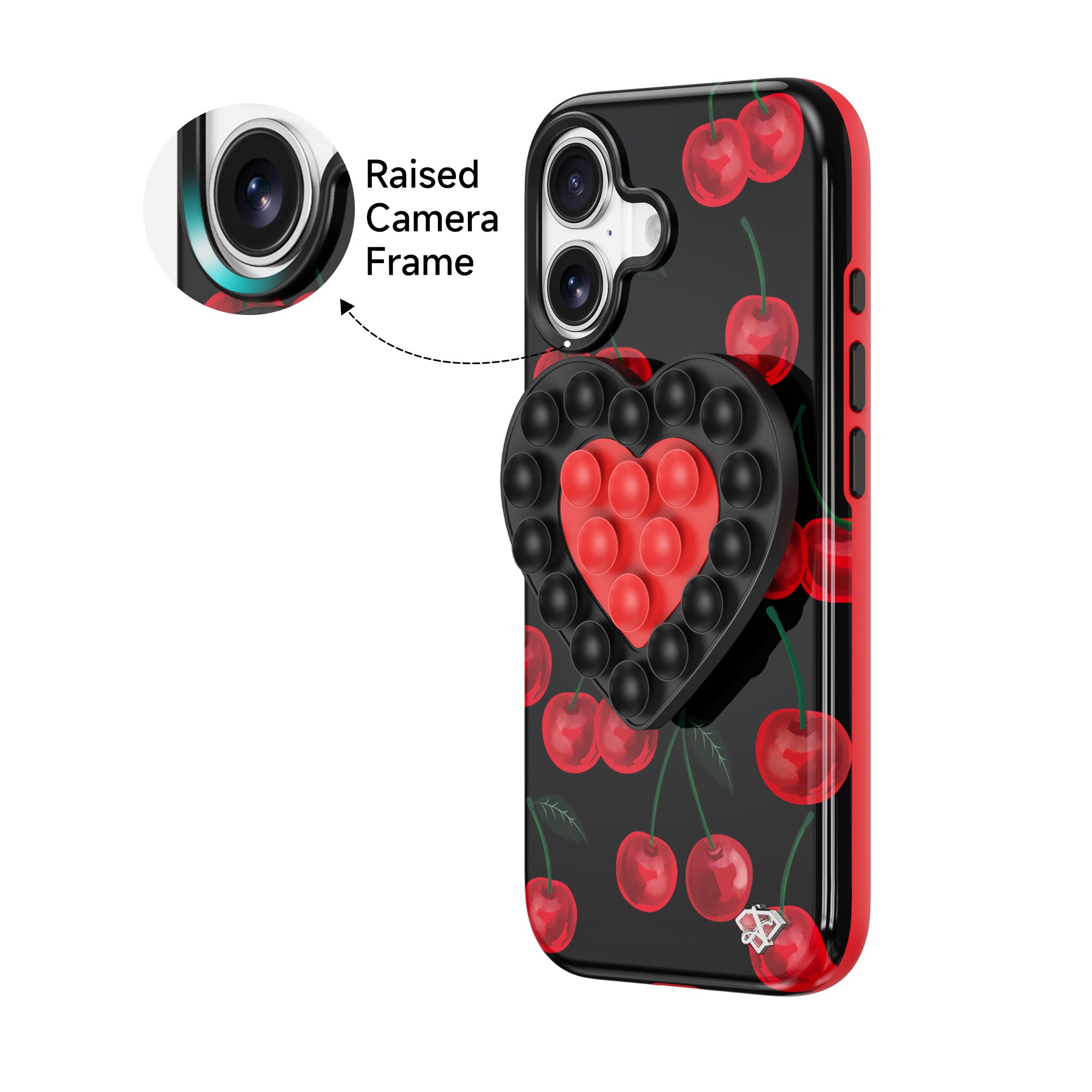 iPhone 16 Midnight - 3-in-1 Suction Stand Case- Glossy