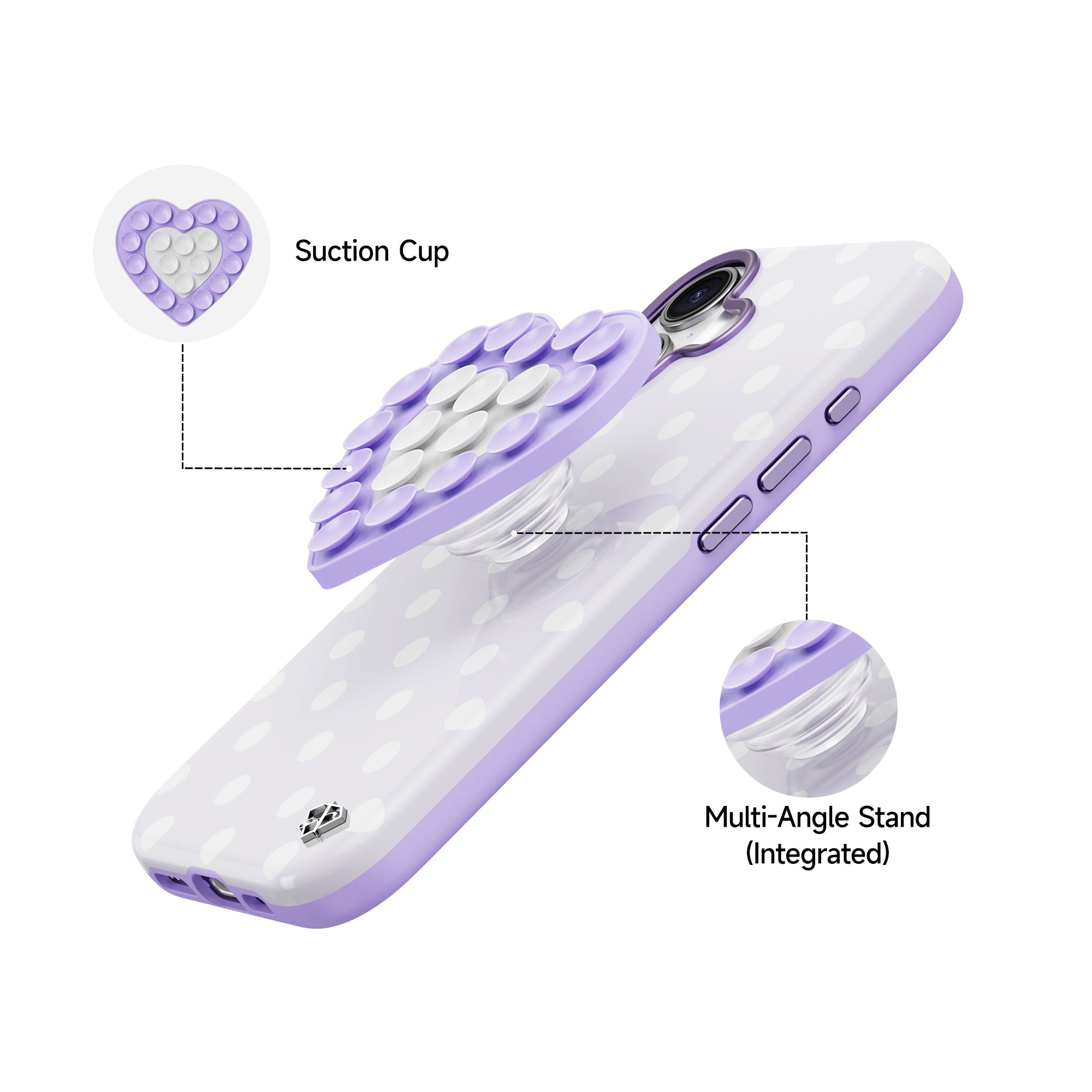 iPhone 17 Glazed Heart - 3-in-1 Suction Stand Case